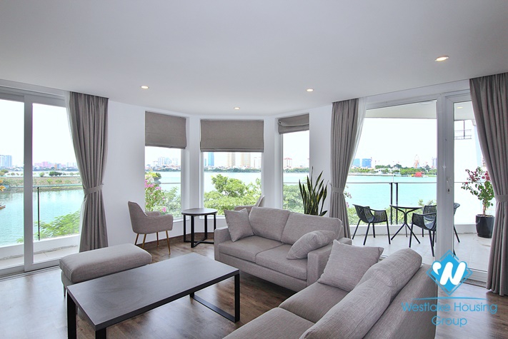 Lake view apartment with 3 bedrooms for rent on To Ngoc Van st, Tay Ho District 